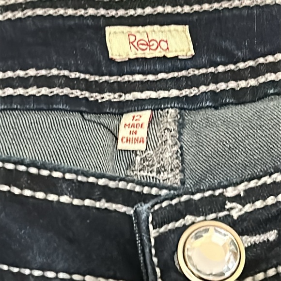 Reba size 12 Rhinestone Studded Dressy Strech Dark Wash boot cut jeans - Picture 11 of 13